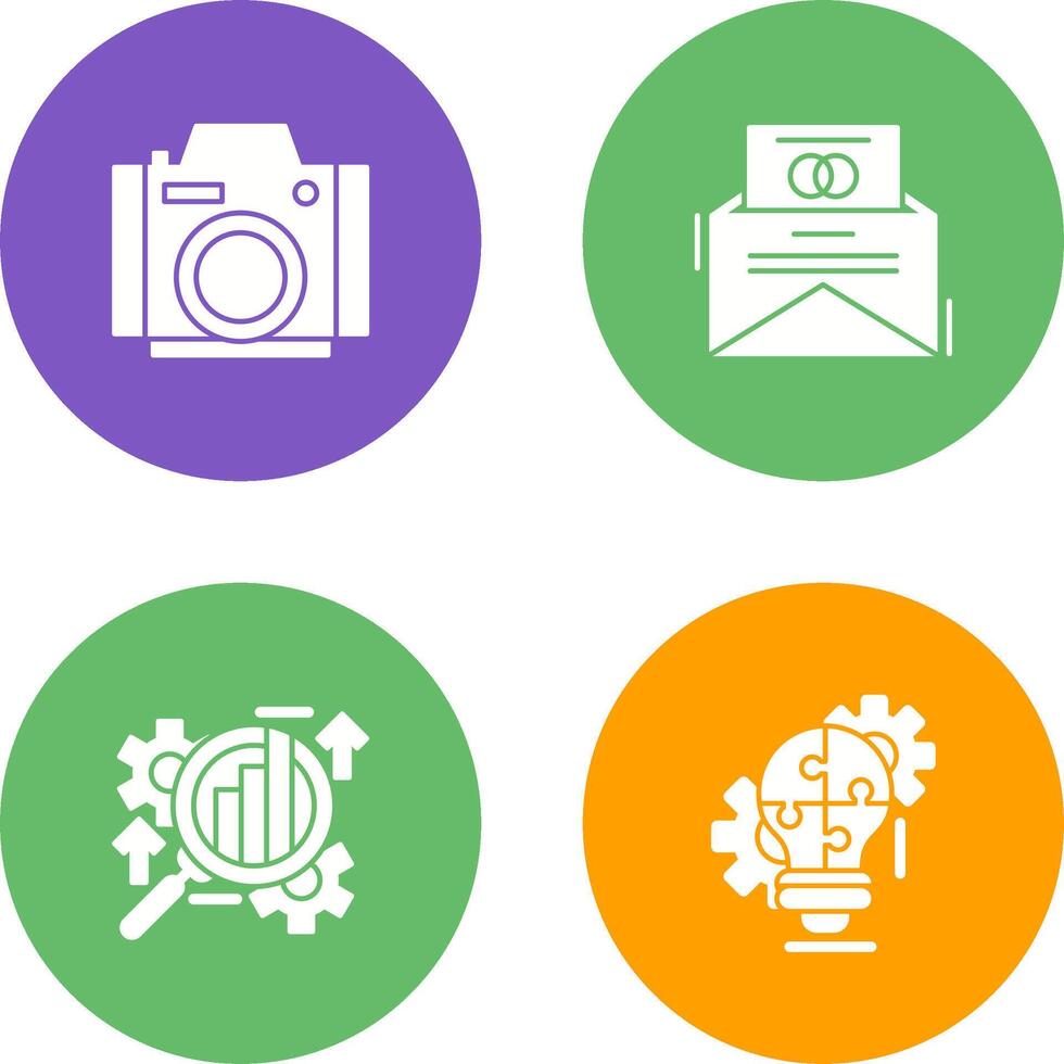Photo Camera and Invitation Card Icon vector