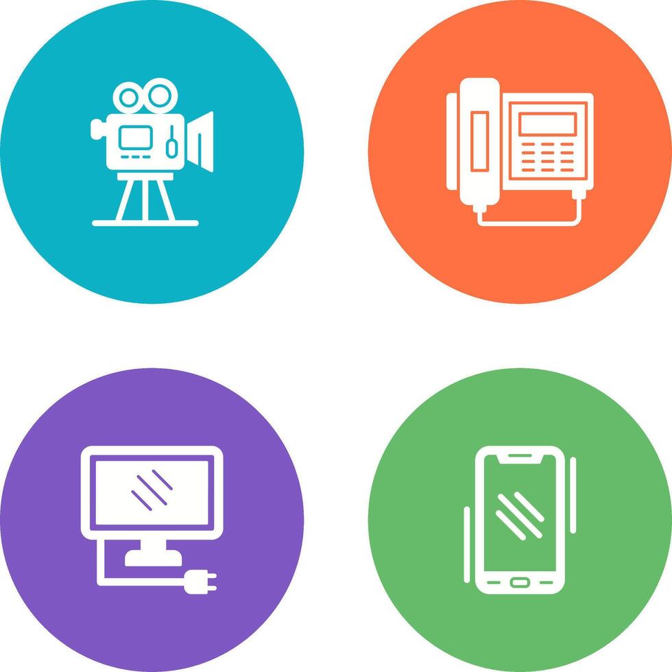Movie camera and Telephone Icon vector