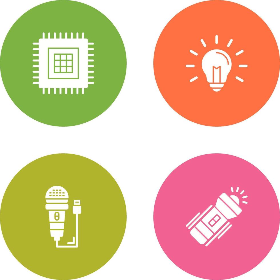 Processor and Light Bulb Icon vector