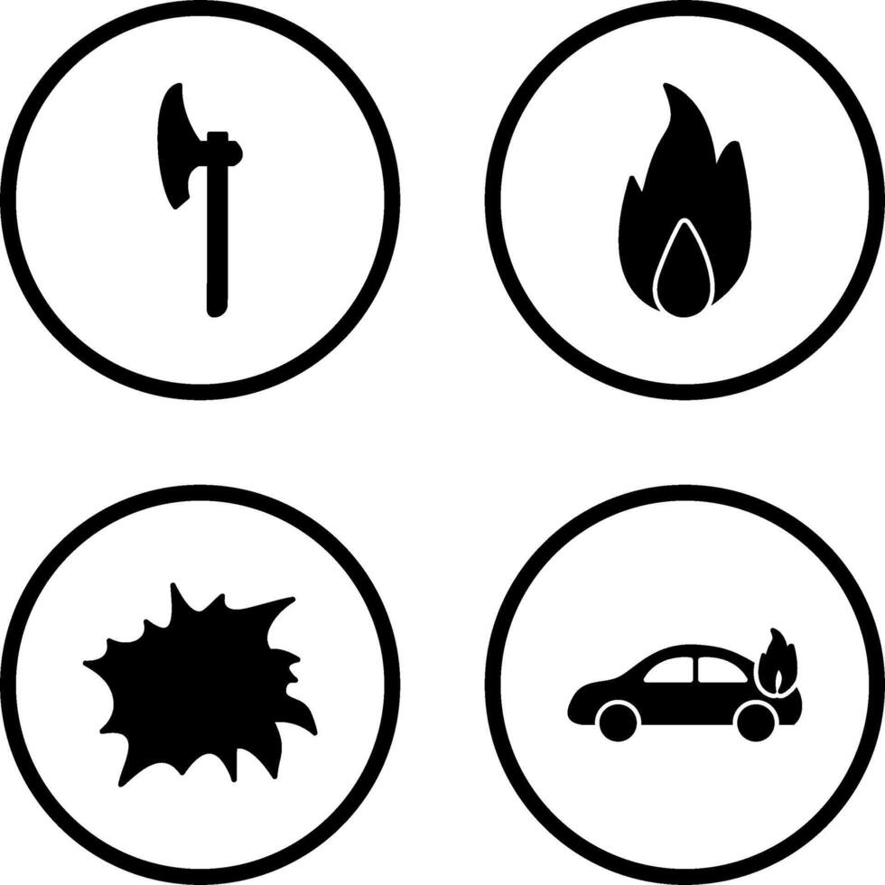 axe and fire Icon vector