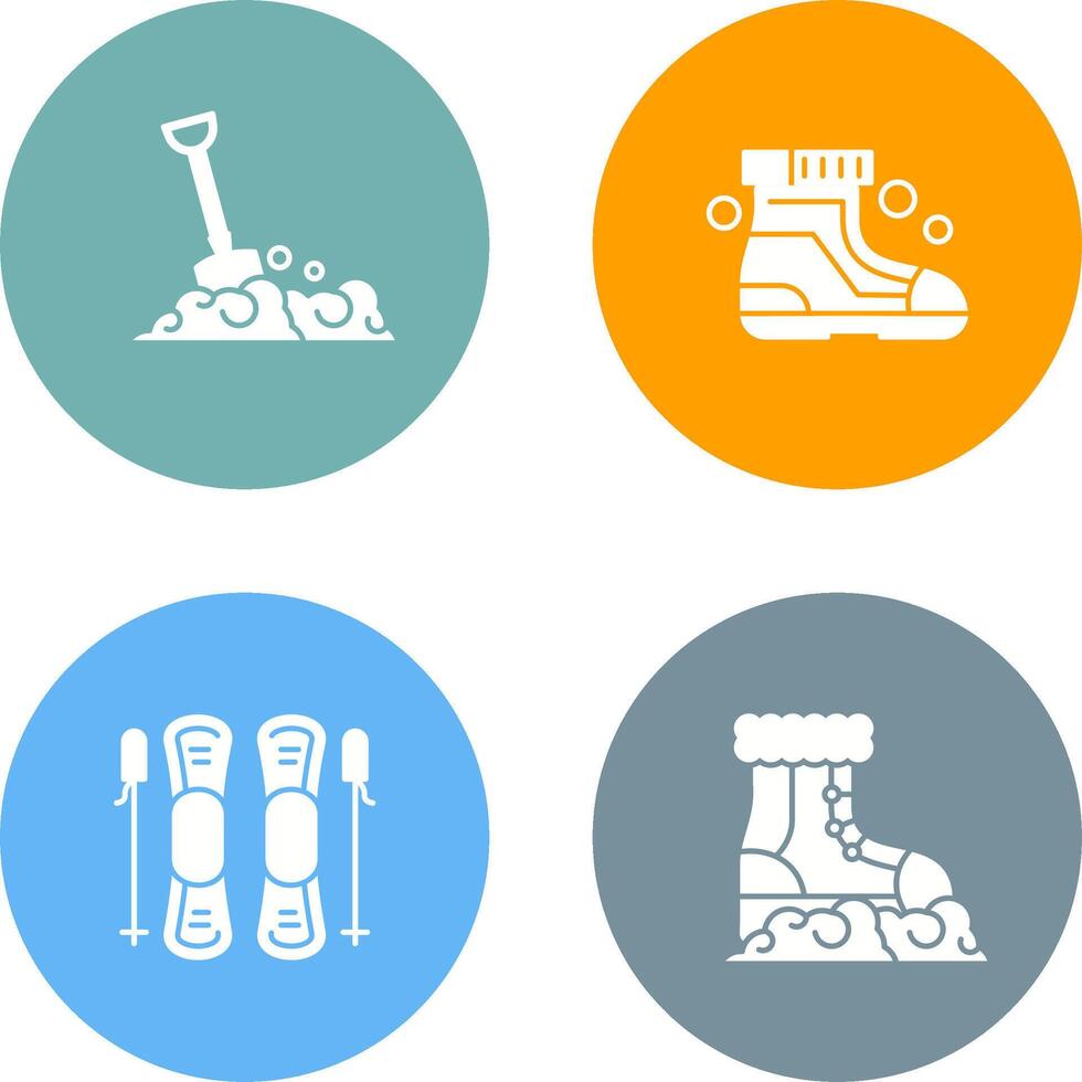 Shovel and Ski Boots Icon vector