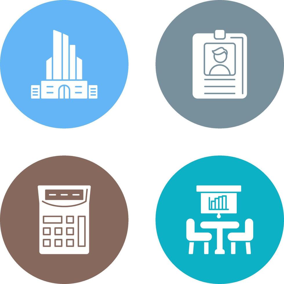 Id Card and Office Building Icon vector