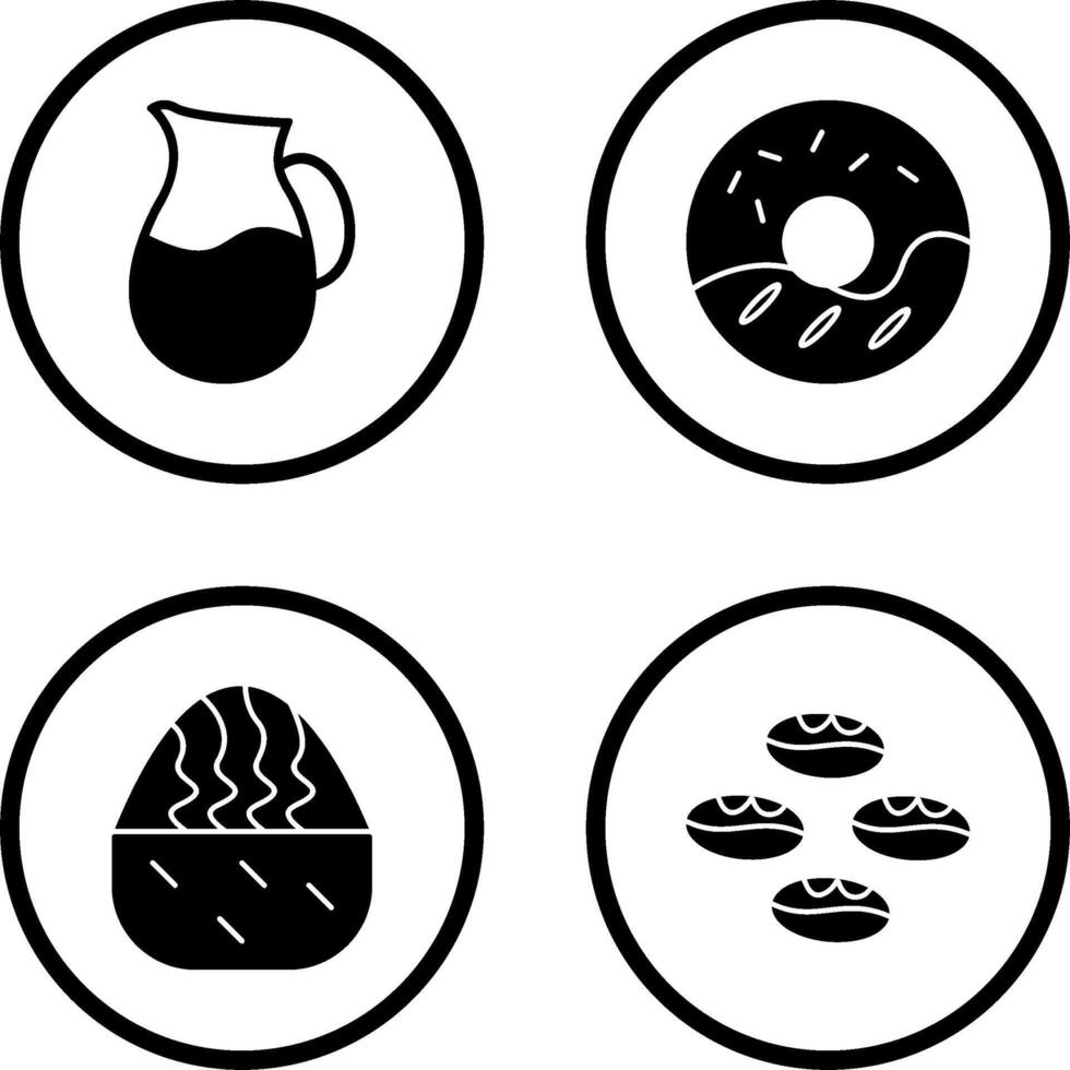 milk jug and cream doughnut Icon vector