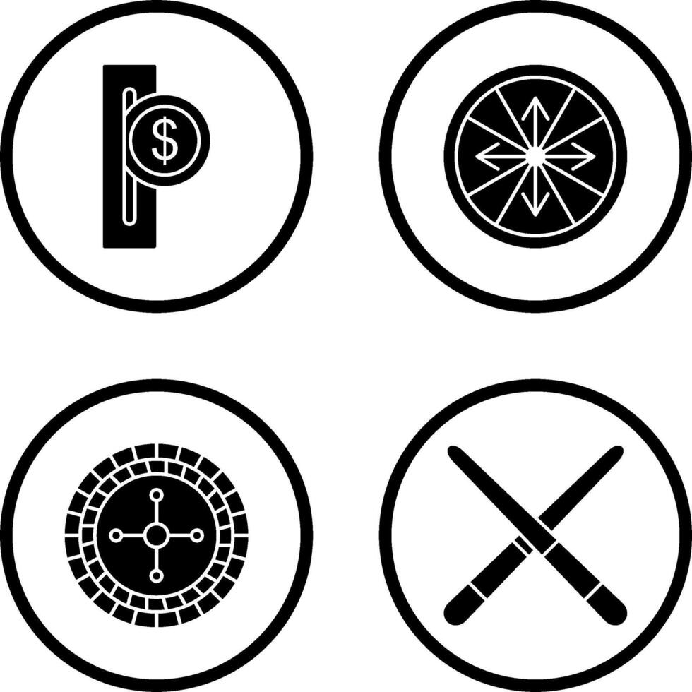 slot for coins and roulette With arrows Icon vector