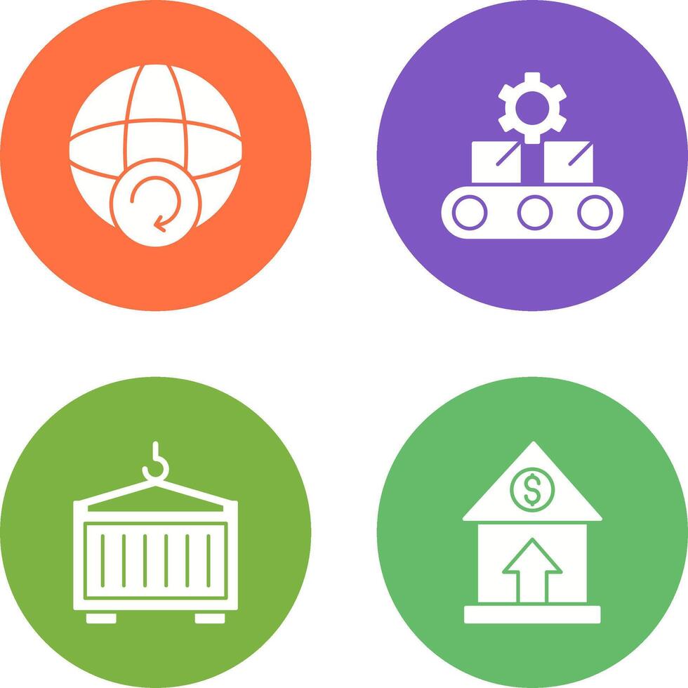 Earth and Conveyor Belt Icon vector