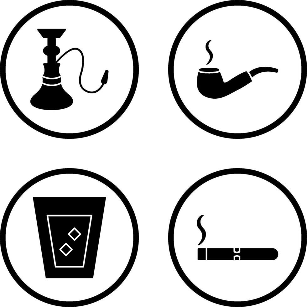 hookah and lit smoking pipe Icon vector