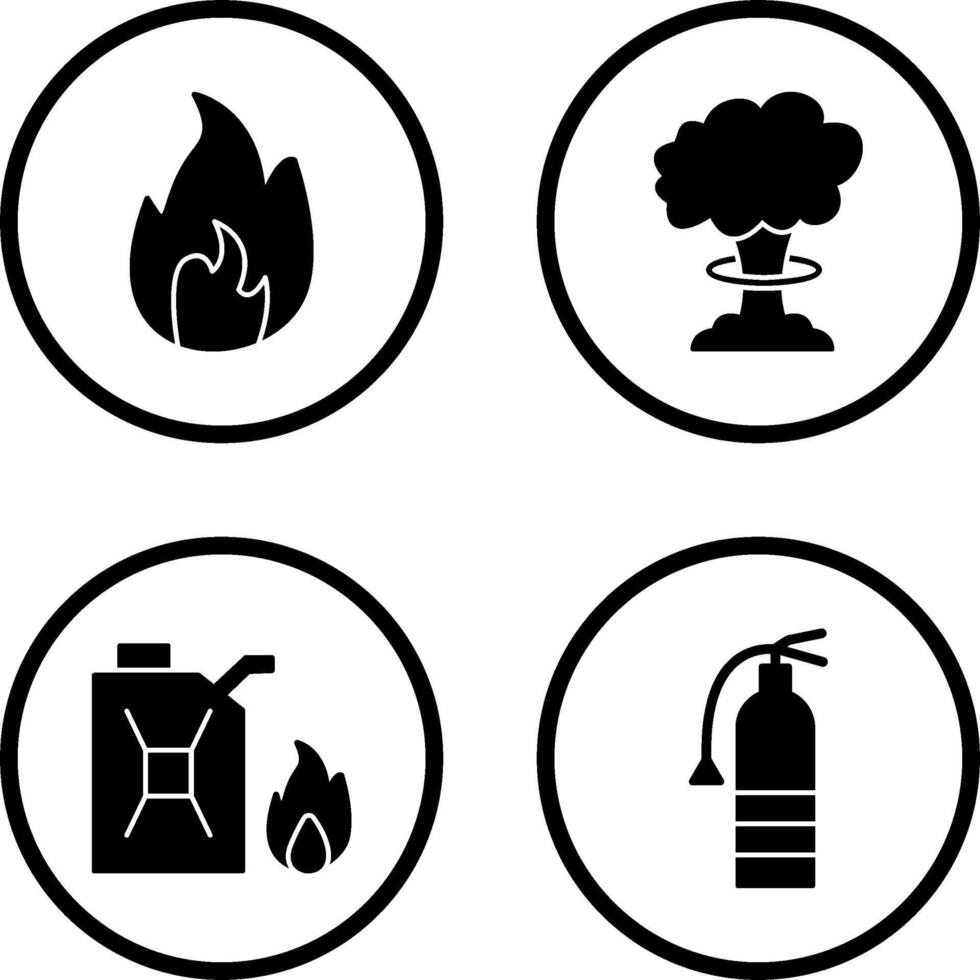 fuego y bomba explosión icono vector