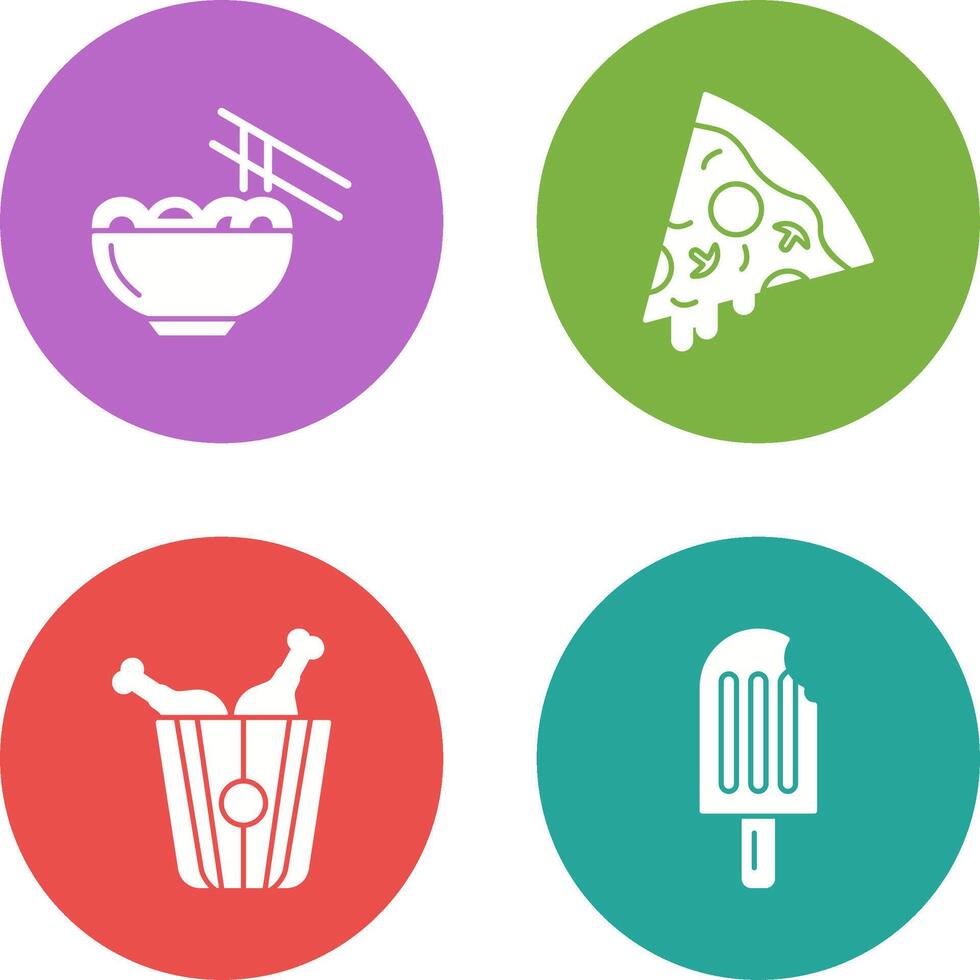 Chinese food and Pizza Icon vector
