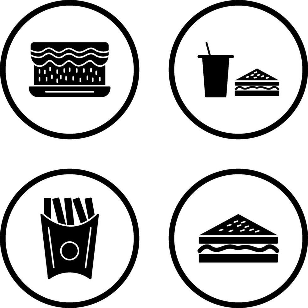 cream cake and lunch bistro Icon vector