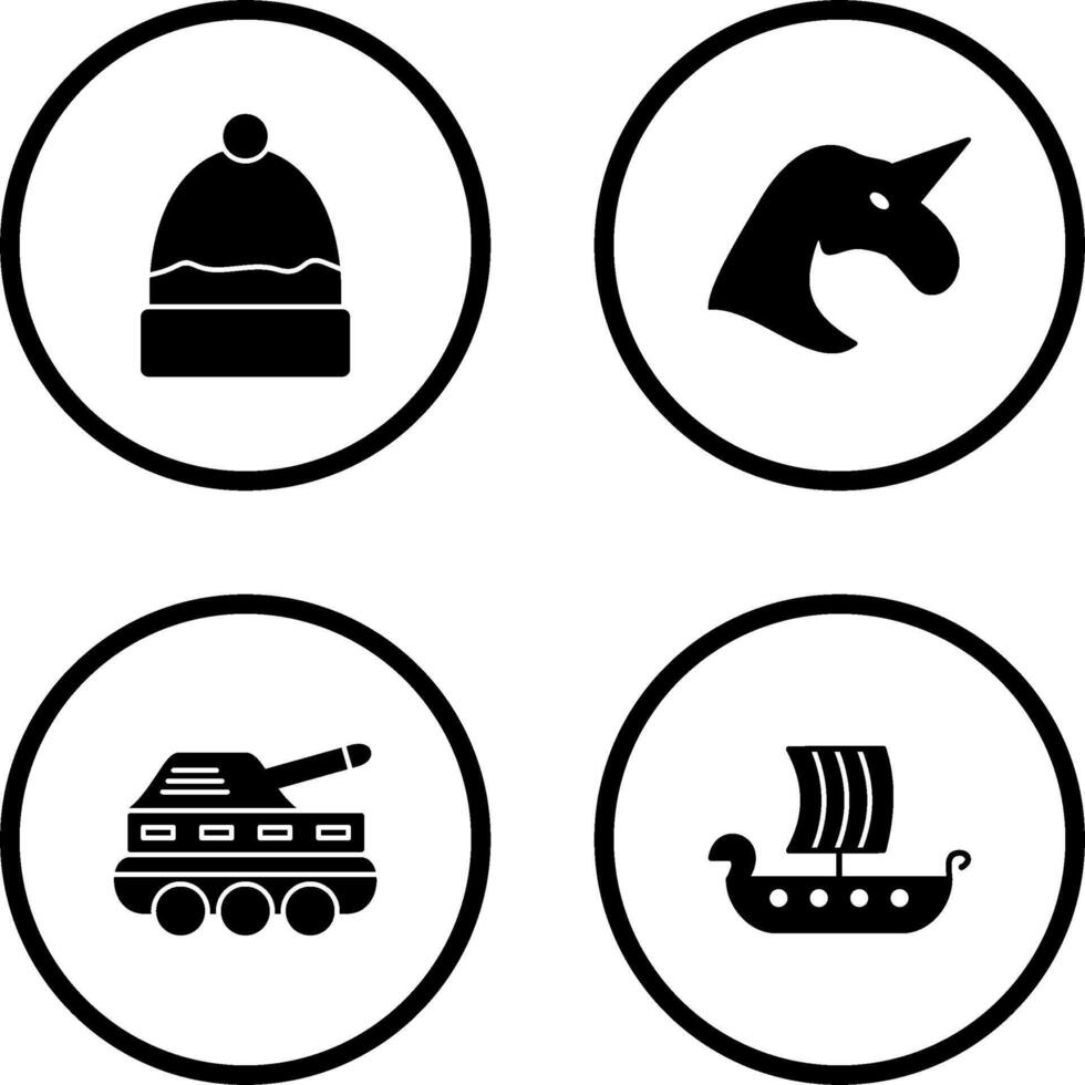 Warm Cap and Unicorn Icon vector