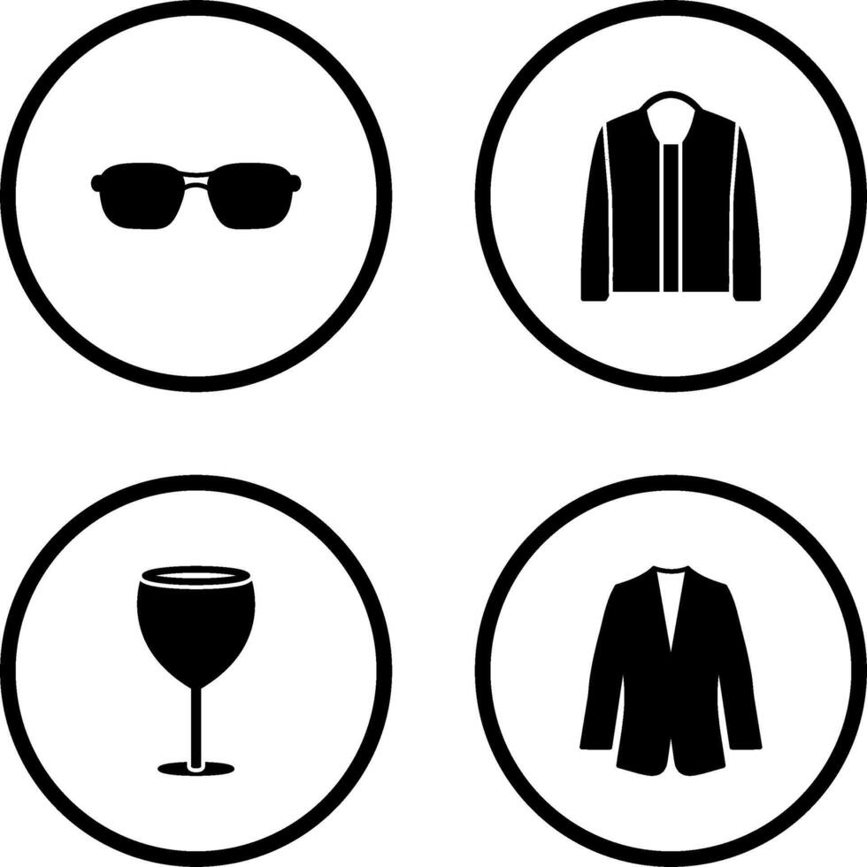 lentes y chaqueta icono vector