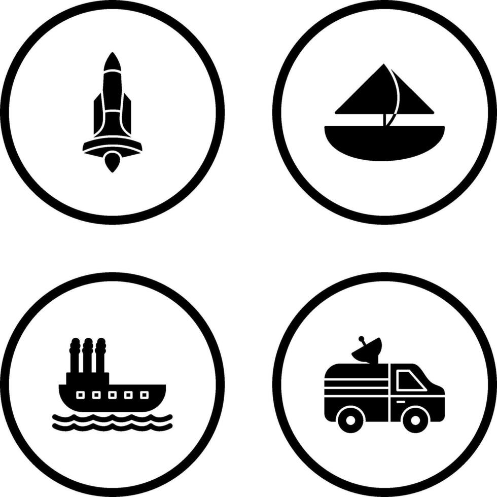 Rocket and Small Yacht Icon vector