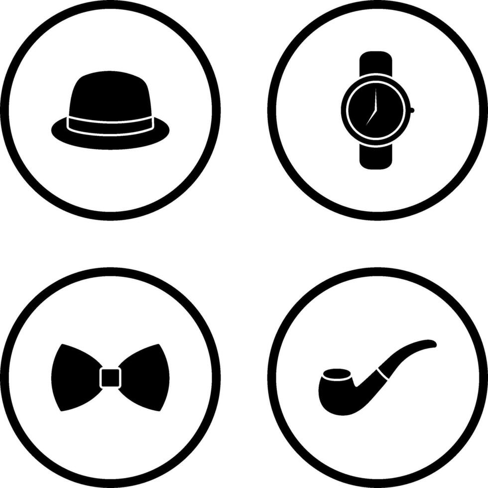 sombrero y reloj icono vector