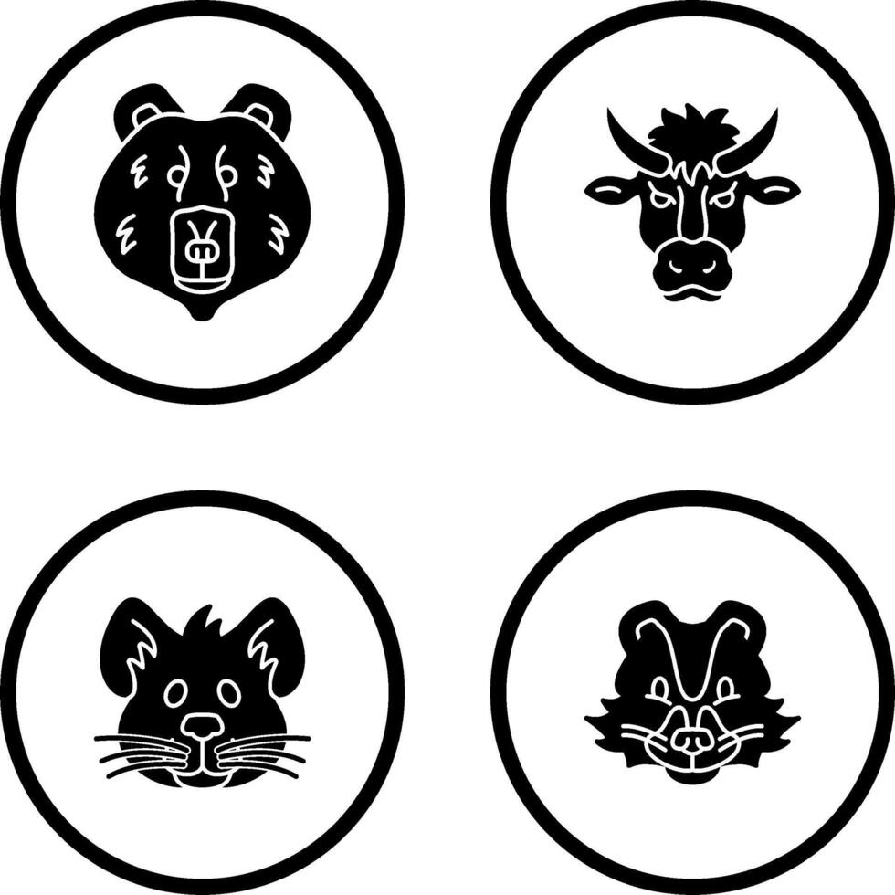 Polar Bear and Bison Icon vector