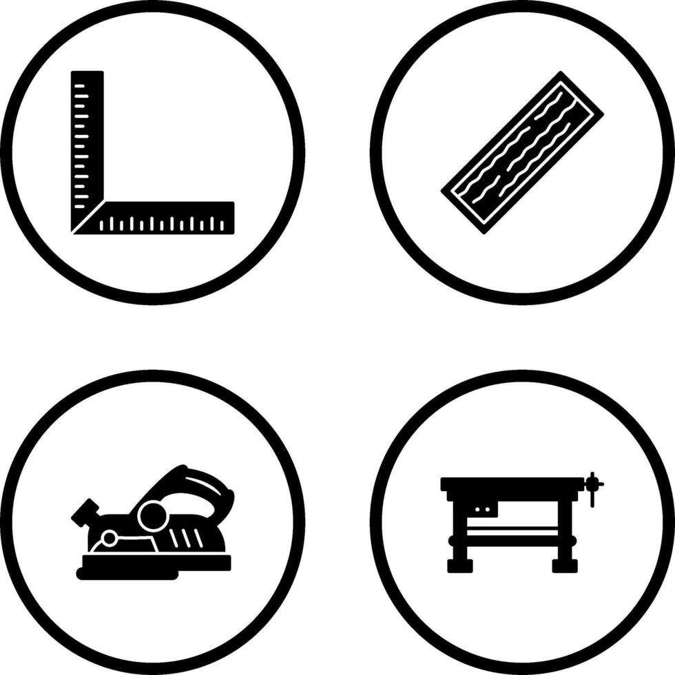 Square Ruller and Plank Icon vector