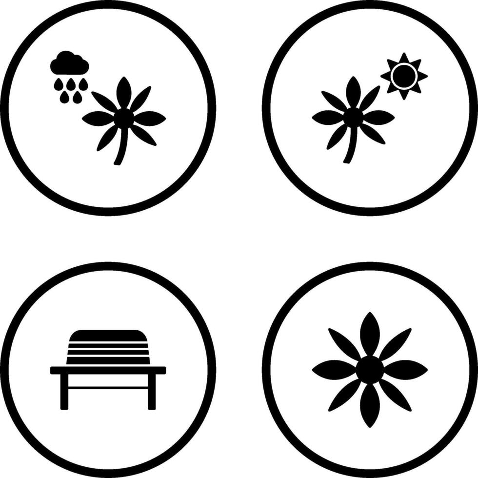 Flower with rain and Flower Icon vector