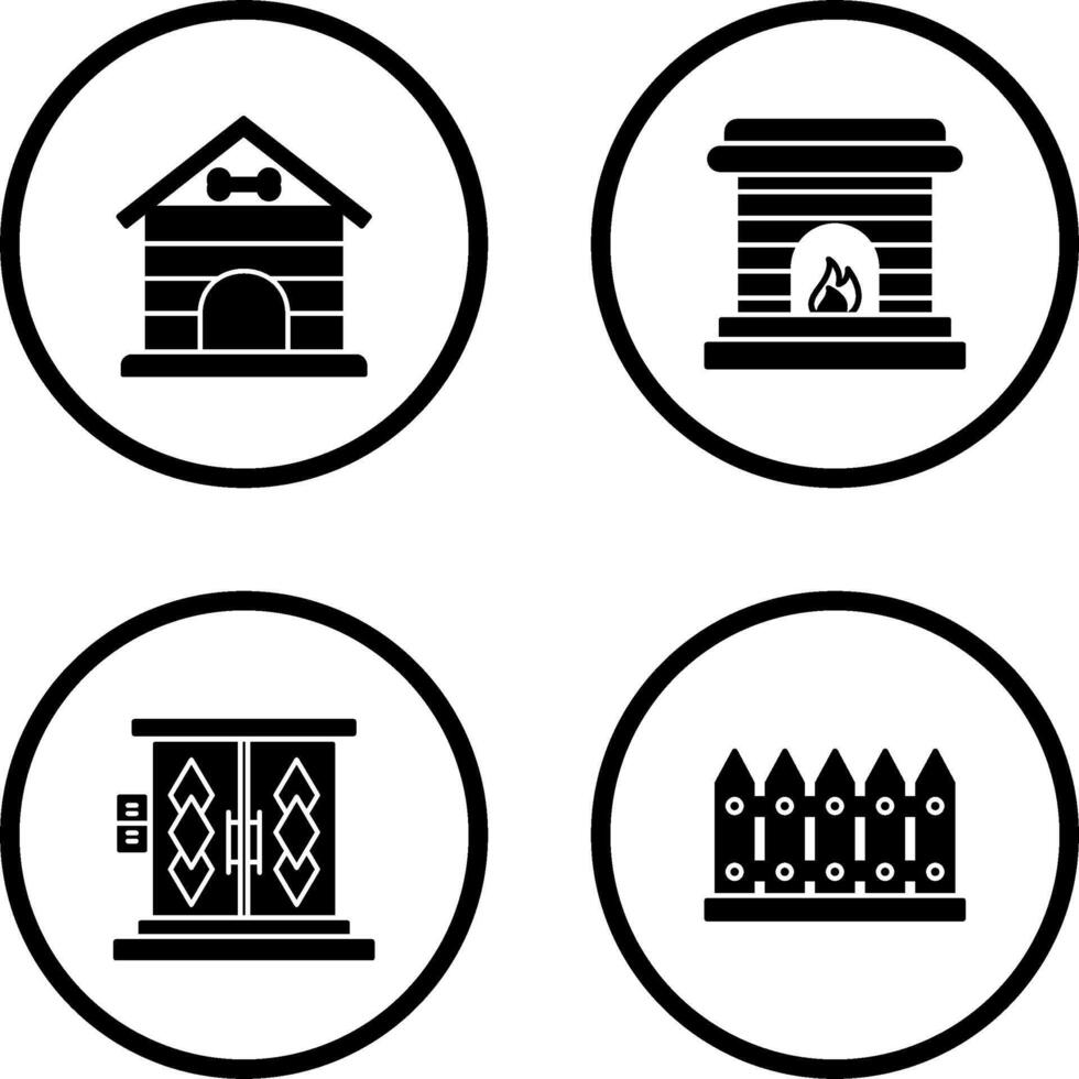Dog House and Fireplace Icon vector
