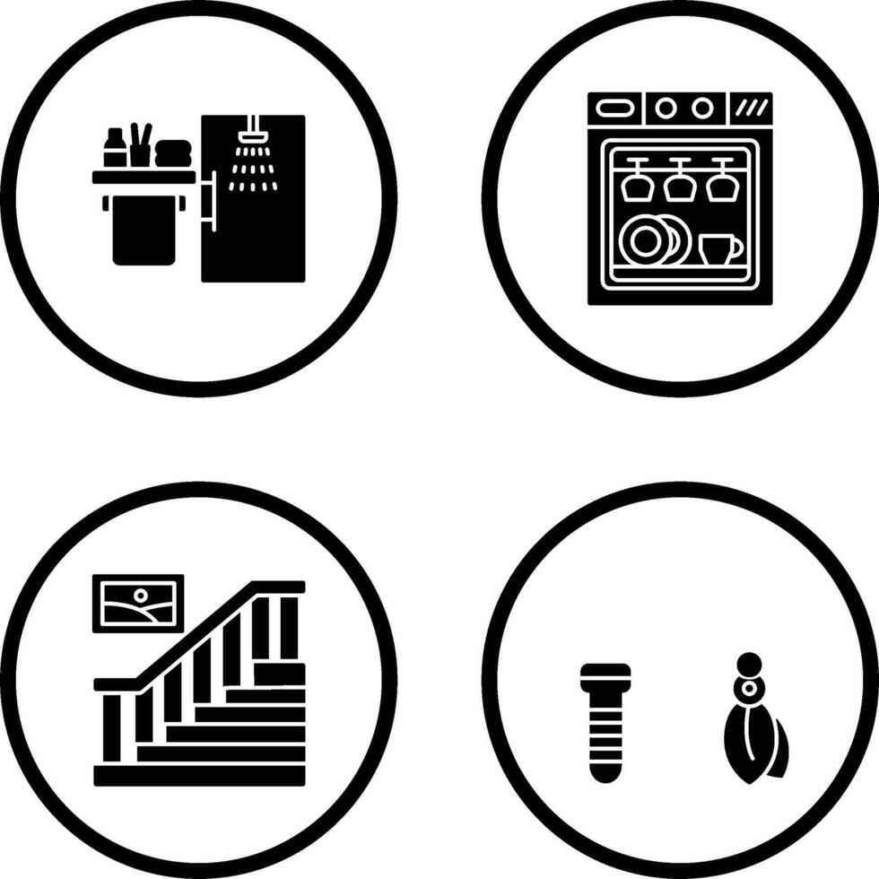 Shower and Dishwasher Icon vector