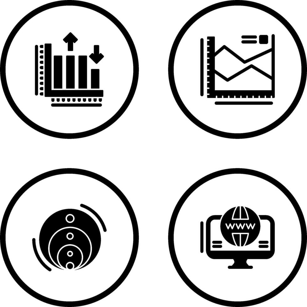 Spline Chart and Bar Graph Icon vector