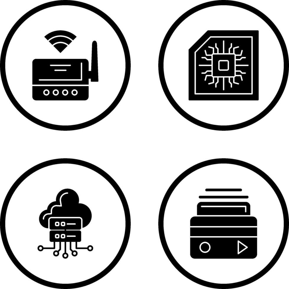 Wifi Router and Chip Icon vector