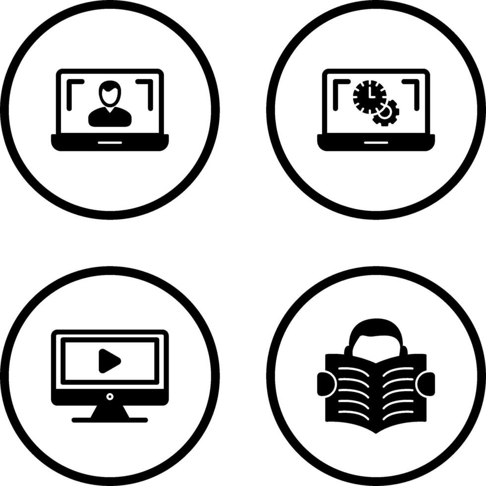 Flex Time and Online Lesson Icon vector