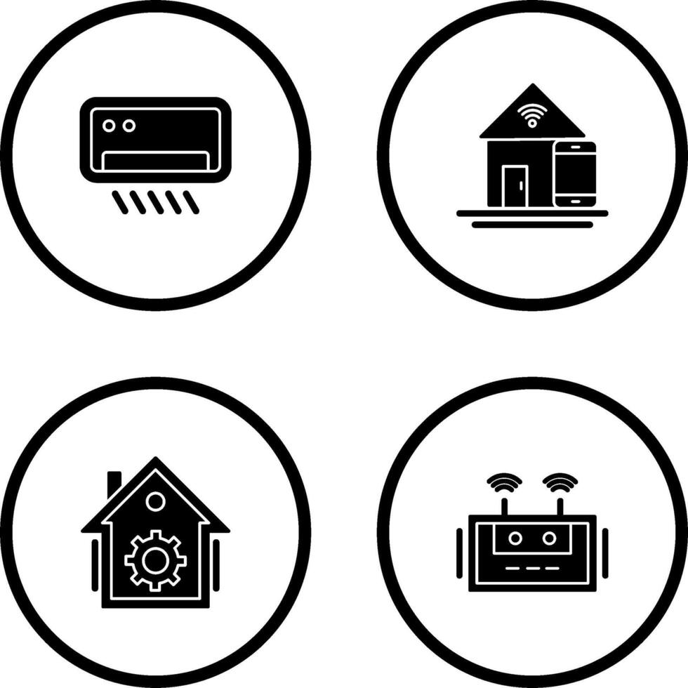 Air Conditioner and Home Automation Icon vector