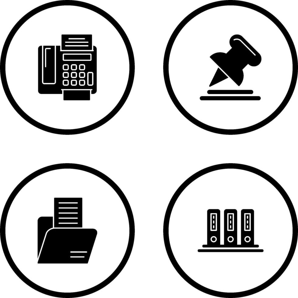 Fax Machine and Pin Icon vector