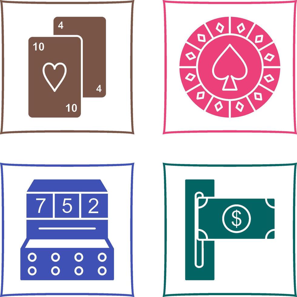 playing cards and spade chips Icon vector