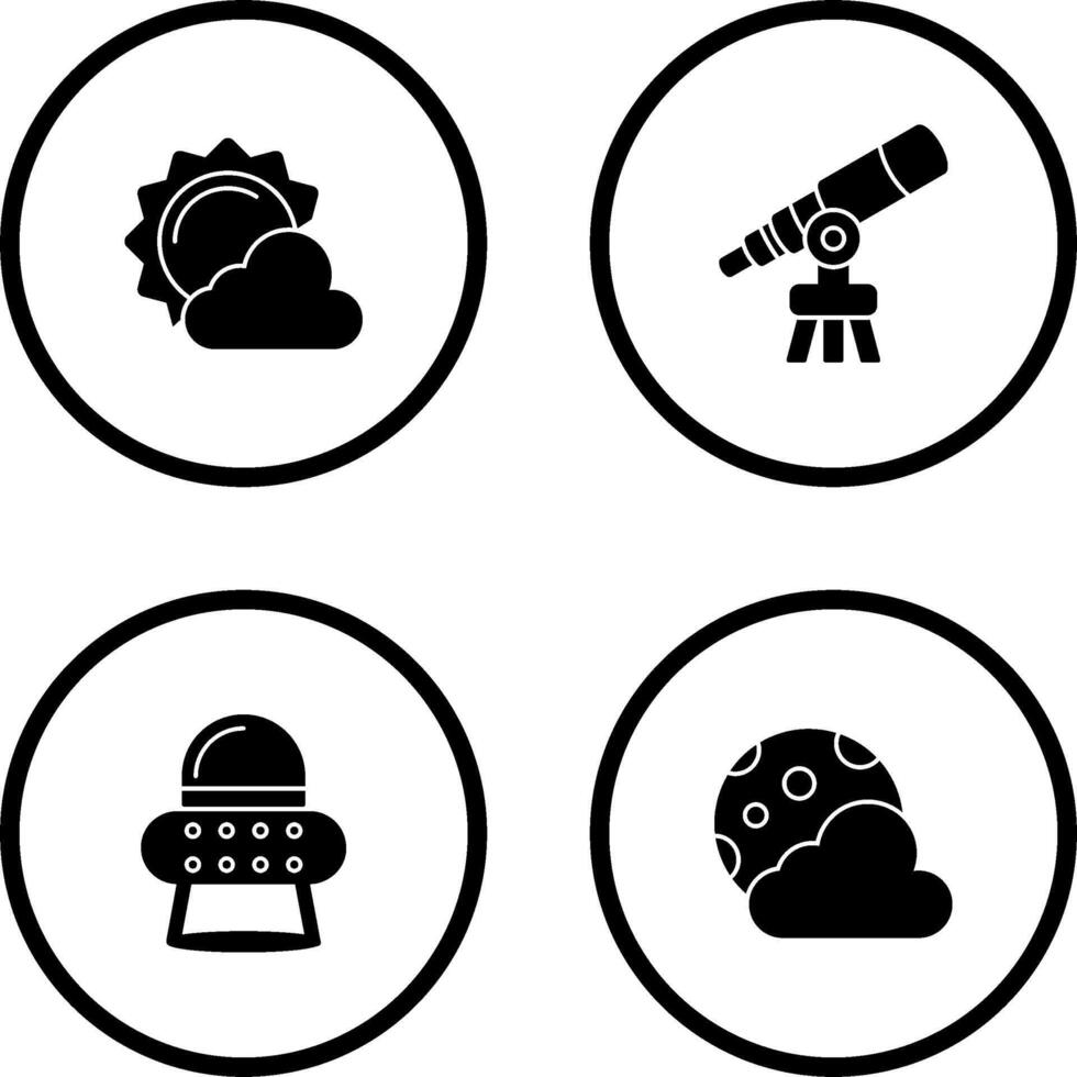 sun and telescope Icon vector