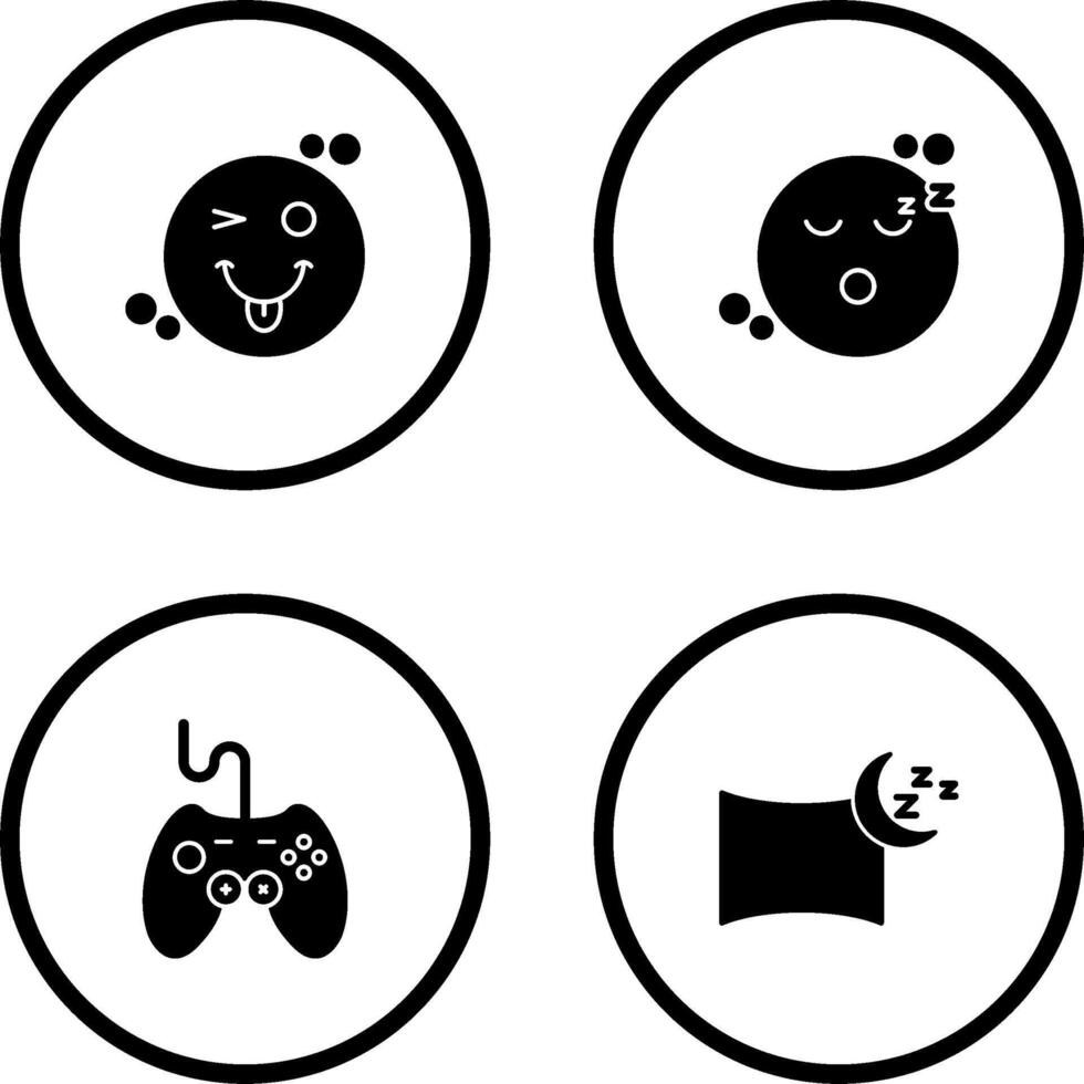 Tongue Out and Sleep Icon vector