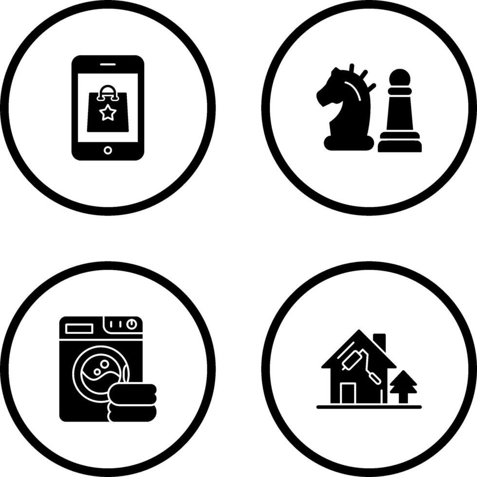 Online Shopping and Chess Piece Icon vector