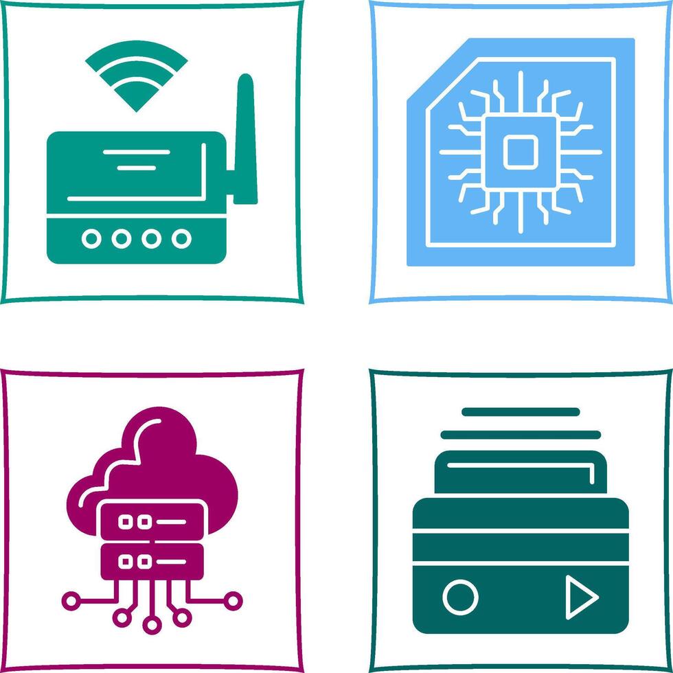 Wifi Router and Chip Icon vector