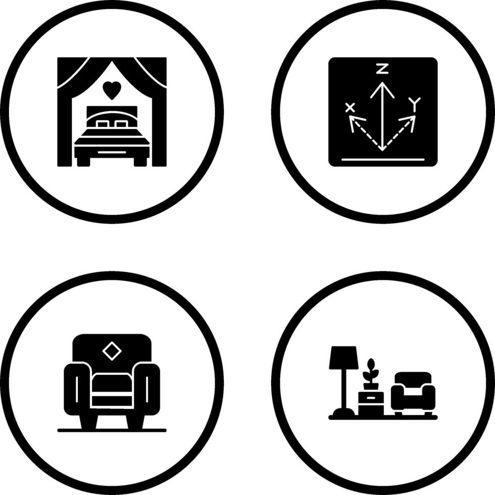 Bed and Axis Icon vector