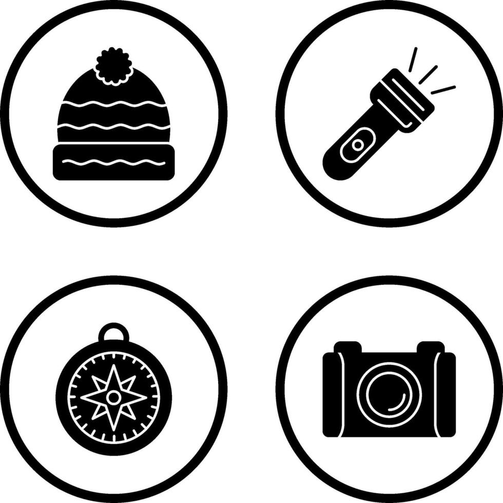 Winter Hat and Flash Light Icon vector