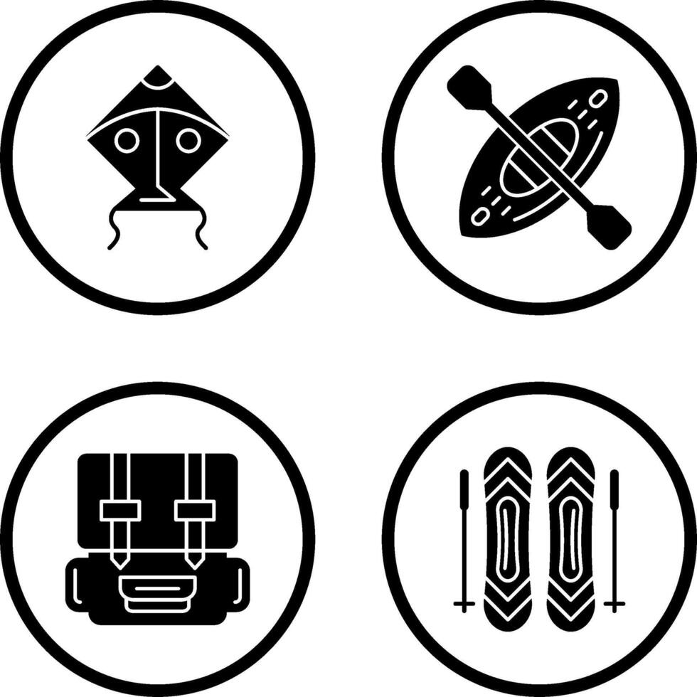 Kite and Kayak Icon vector