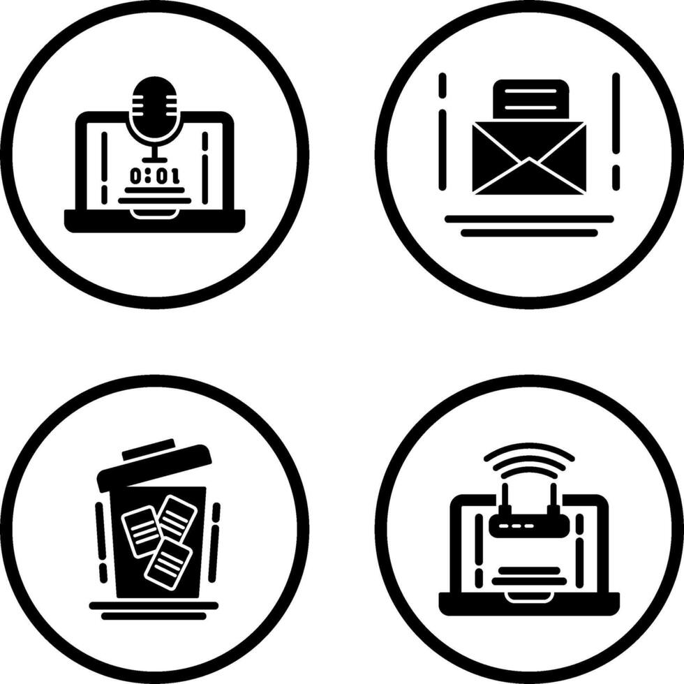 Voice Recorder and Email Icon vector