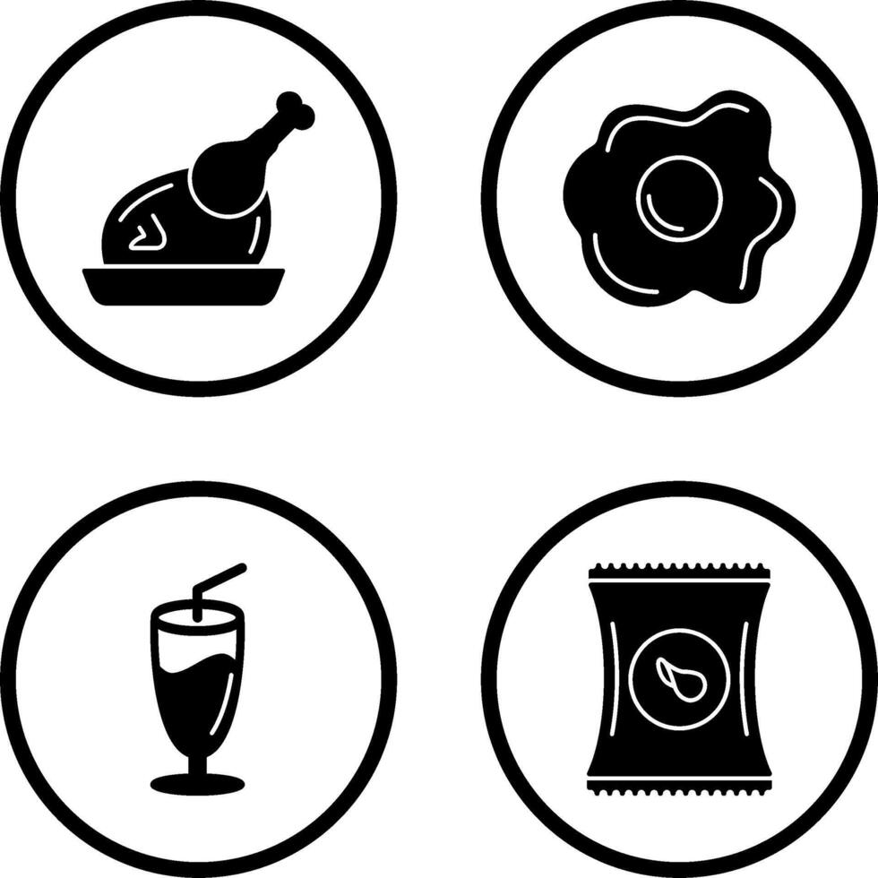 Chicken leg and Fried egg Icon vector