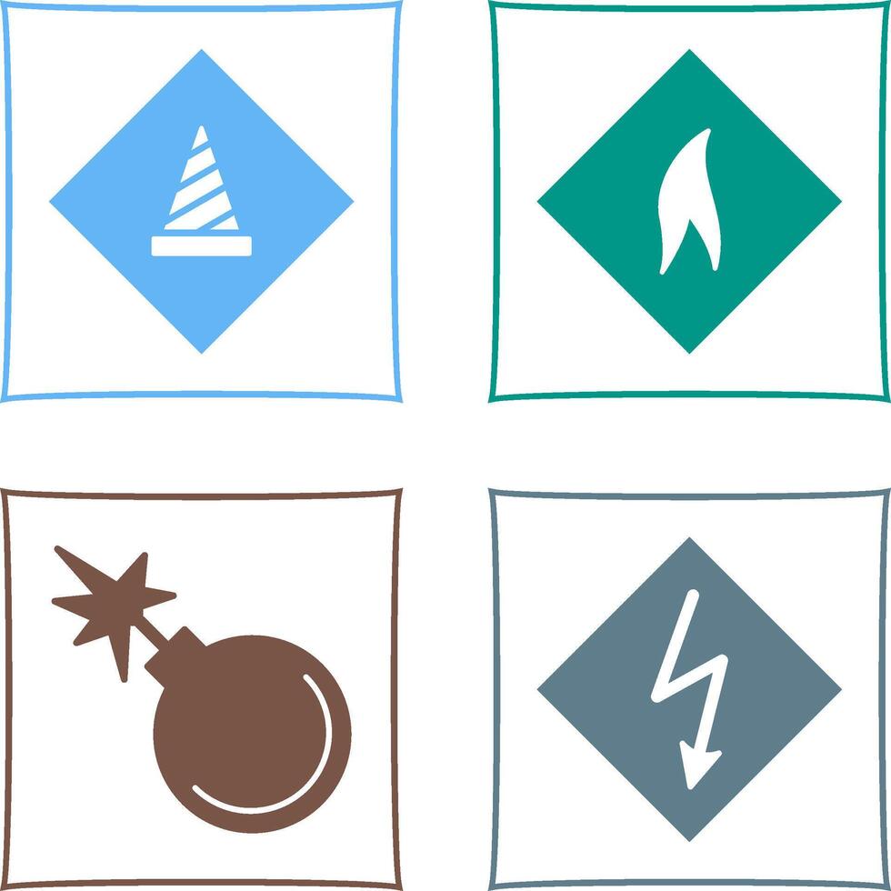 under construction and flammable material Icon vector