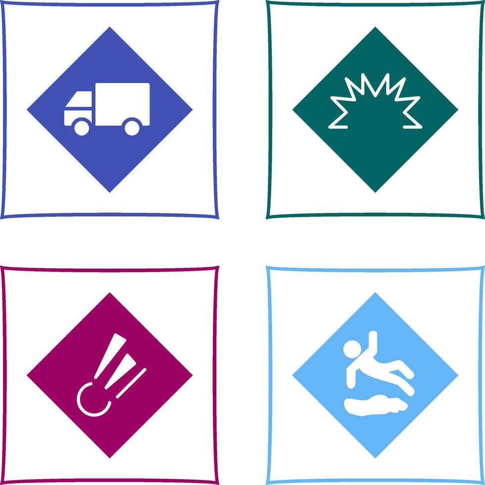 dangerous vehicle and danger of welding Icon vector