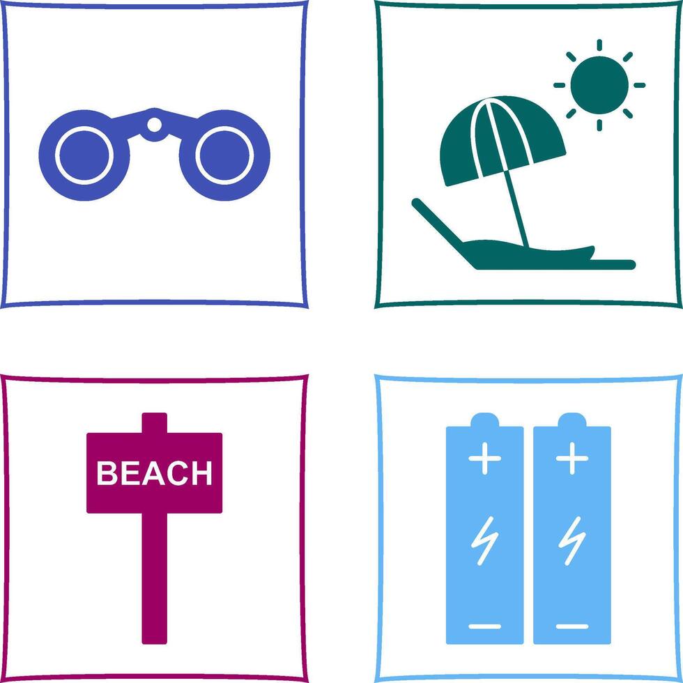 Binoculars and beach Icon vector