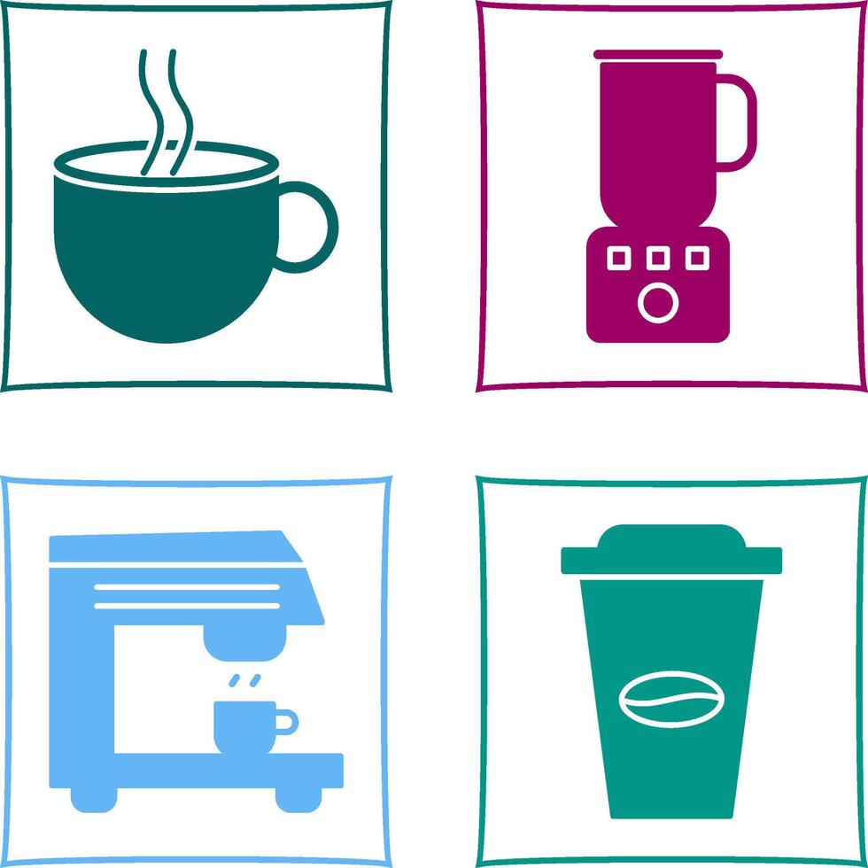 Hot Coffee and Coffee Blender Icon vector