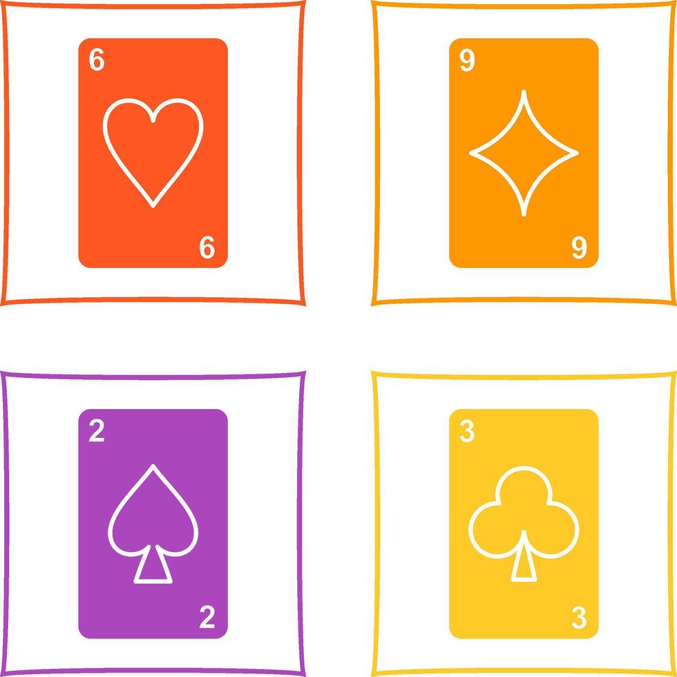 heart cards and diamonds card Icon vector