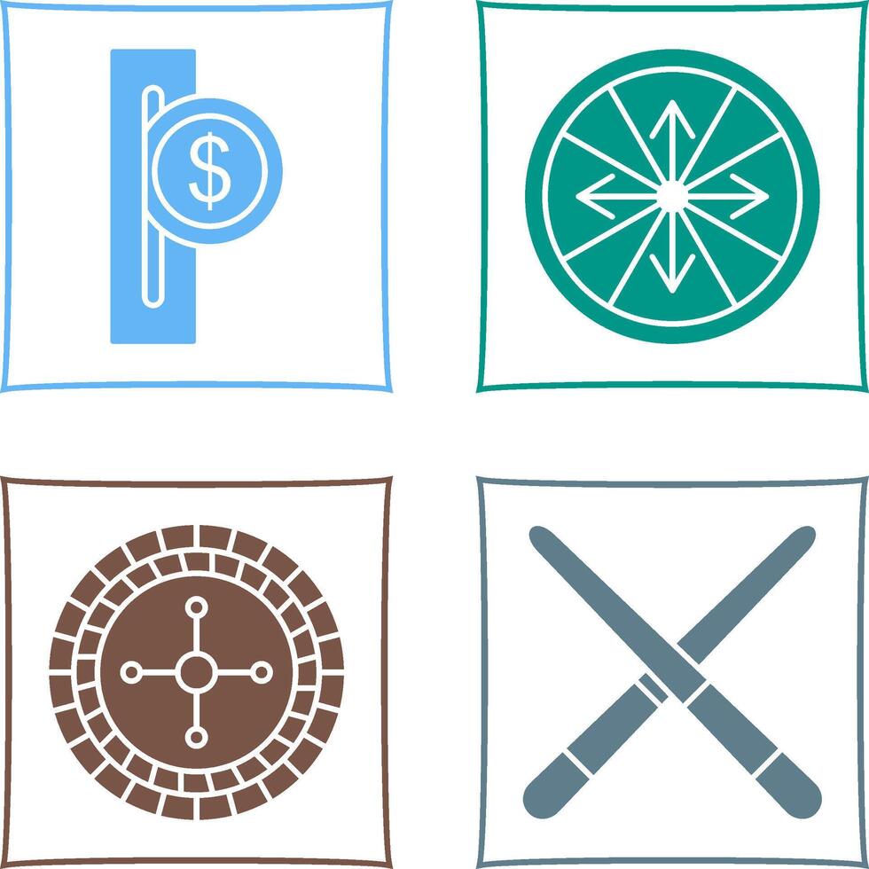 slot for coins and roulette With arrows Icon vector