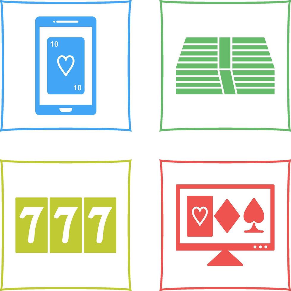 phone gambling and pack of bills Icon vector