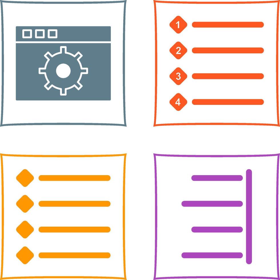 settings and numbered lists Icon vector