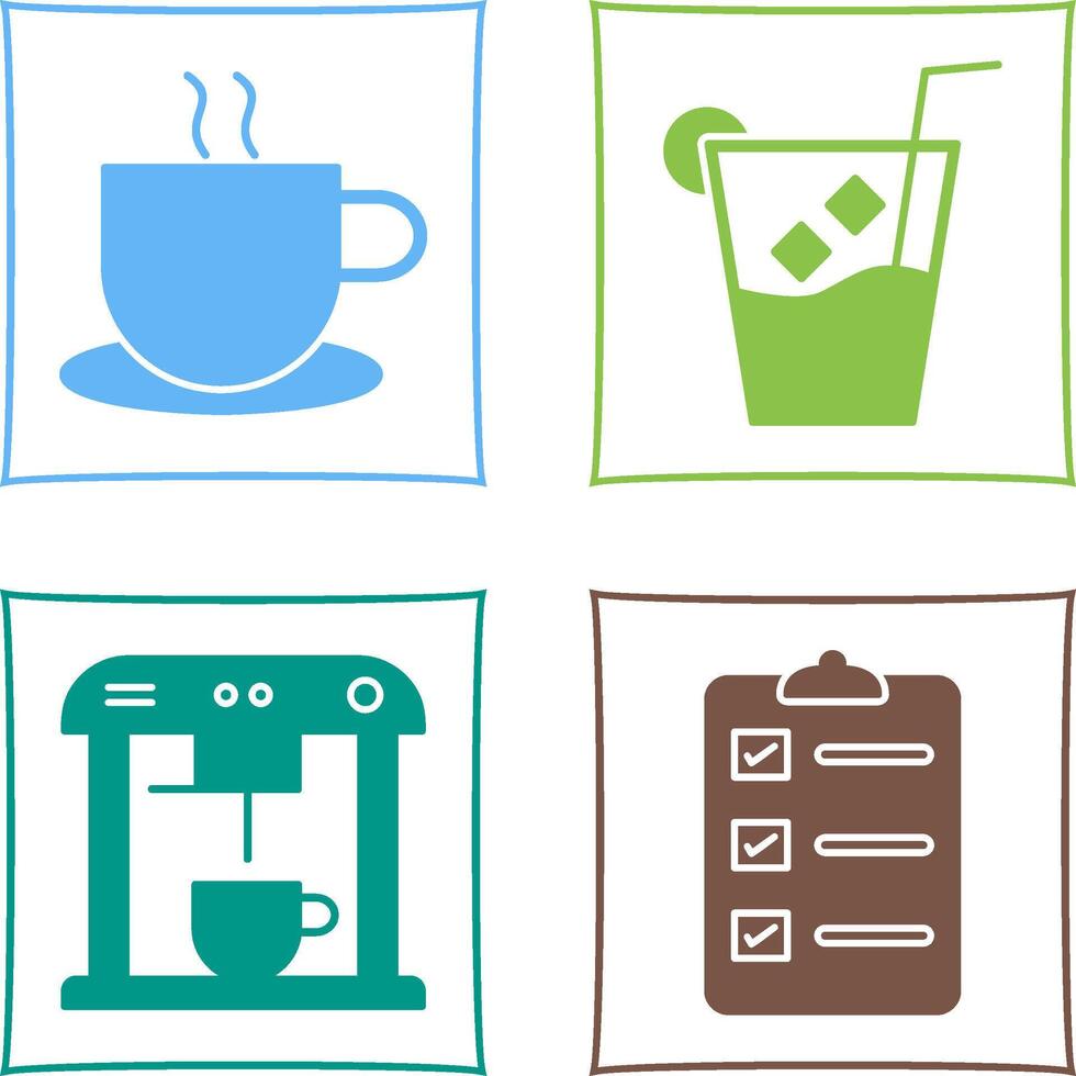 hot coffee and whiskey sour Icon vector