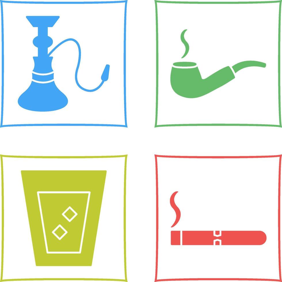 hookah and lit smoking pipe Icon vector