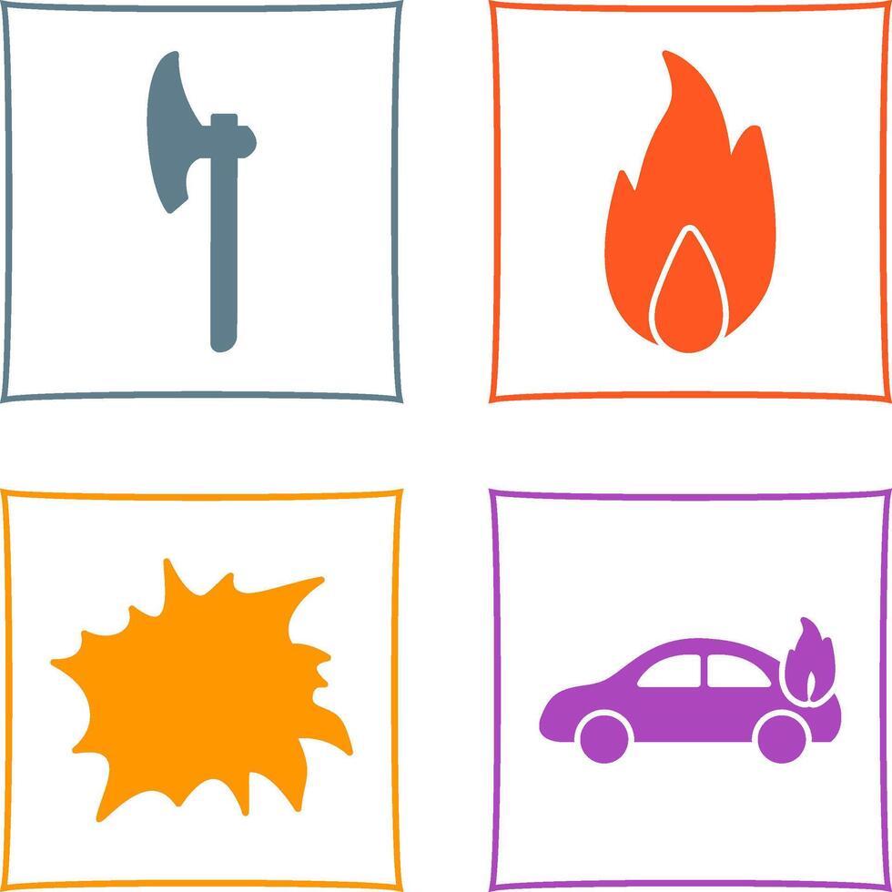 axe and fire Icon vector