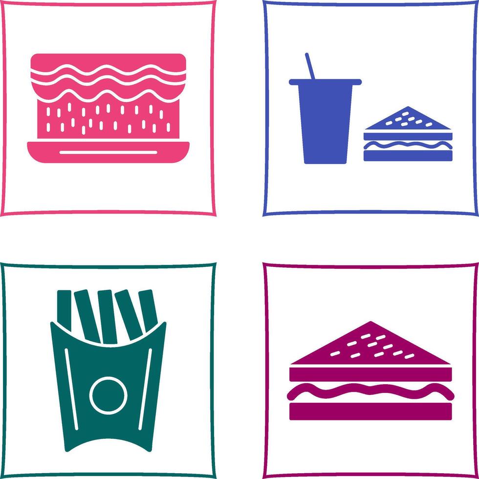 cream cake and lunch bistro Icon vector