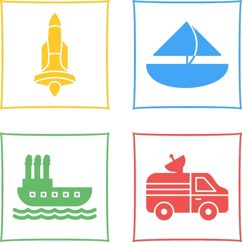 Rocket and Small Yacht Icon vector